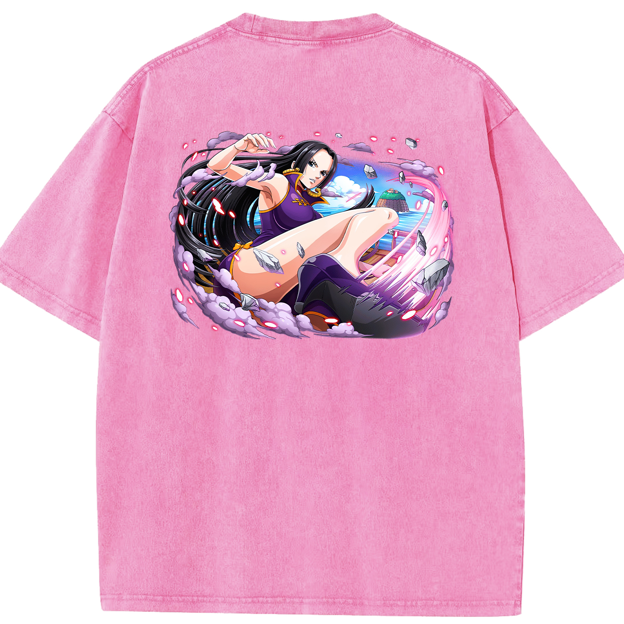 ワンピース ボア・ハンコック ONE PIECE Boa·Hancock 綿100% ヴィンテージ風 半袖Tシャツ（背面プリント）